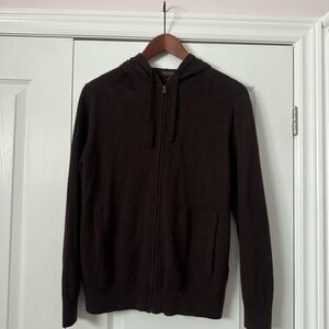 Banana Republic 100% merino wool Dark Brown Zip-Up Sweater